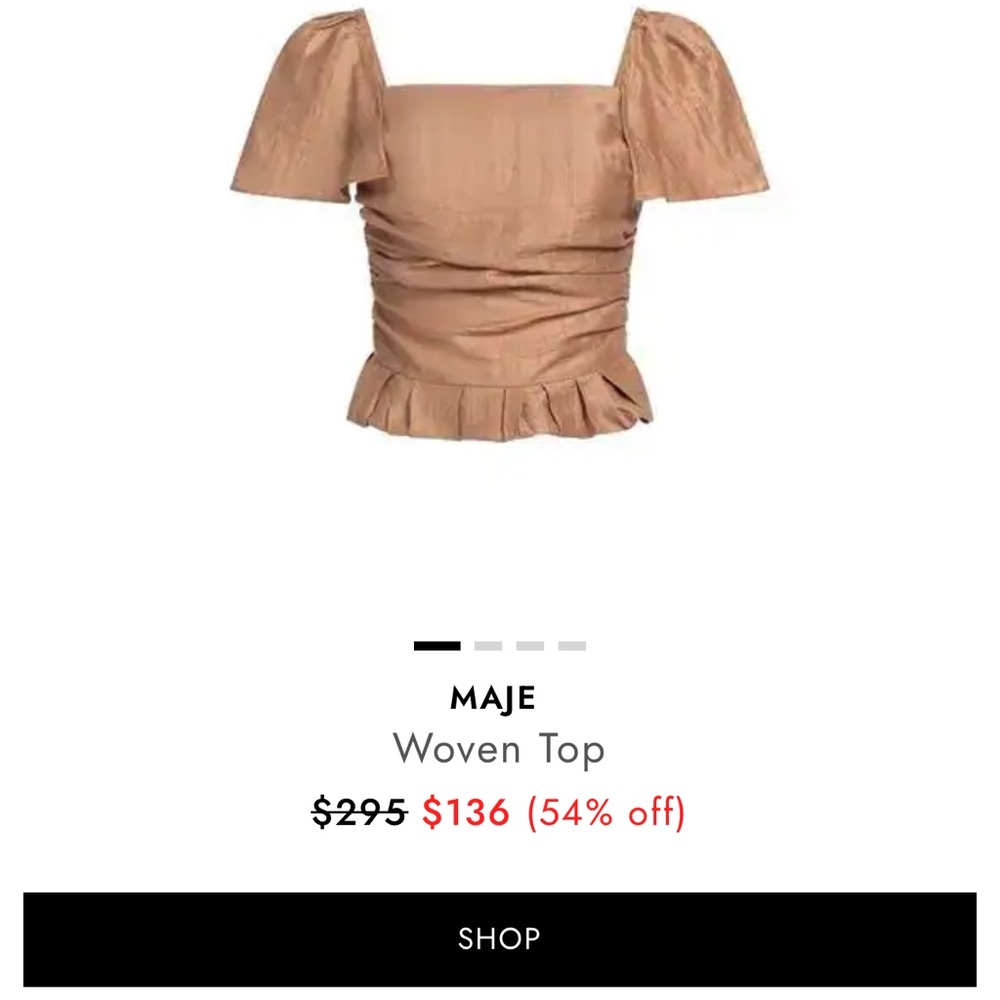 Maje Brown Puff Sleeve Blouse